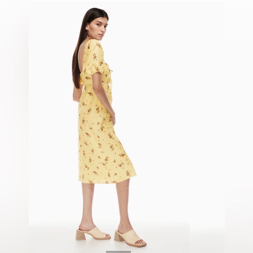 Aritzia Wilfred Rowena Linen Yellow Summer Vacation Boho Dress Cotagecore Sz 2 - Picture 2 of 13